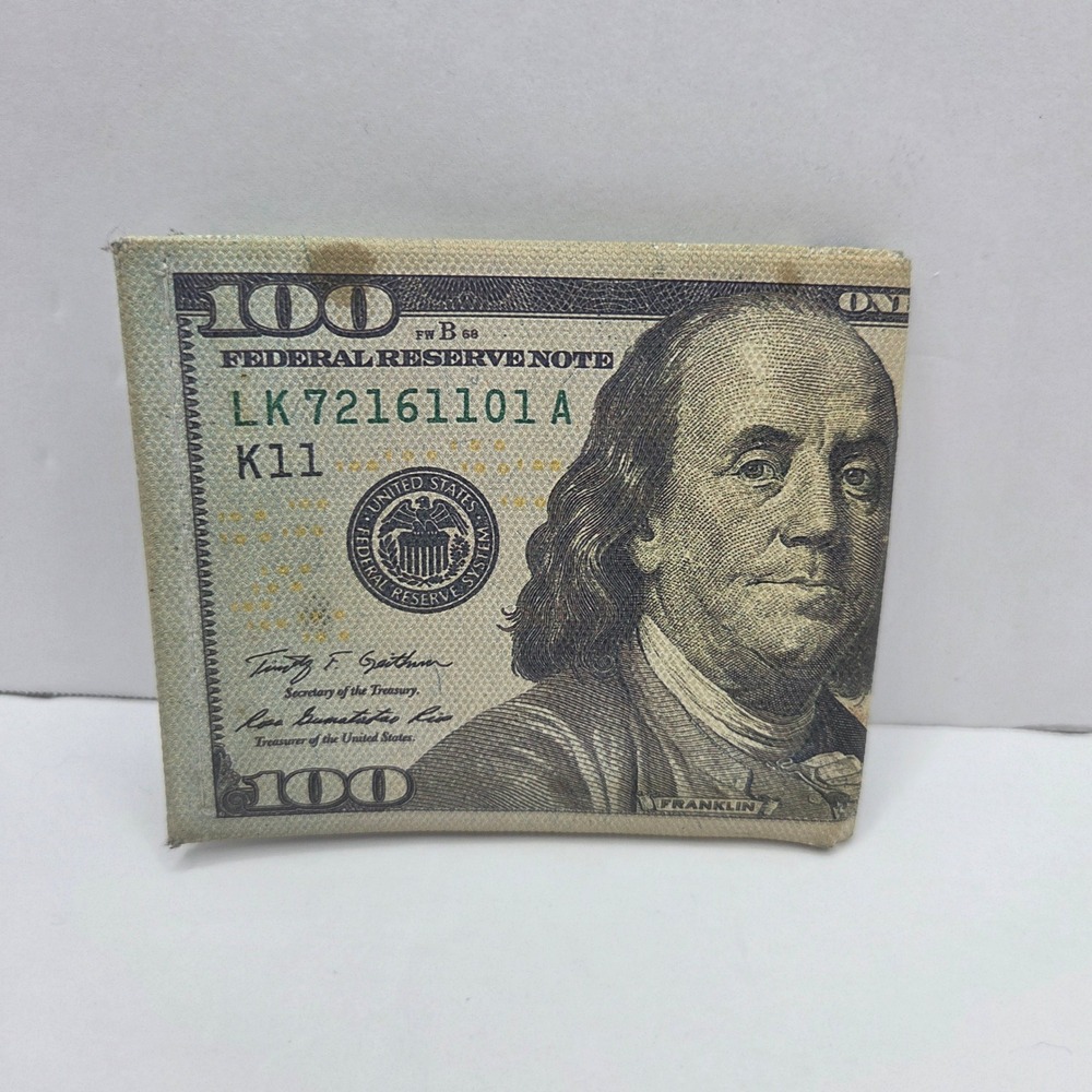 Unbranded Wallet 100 Dollar Bill Money Print Bifold Canvas Novelty Streetwear OS